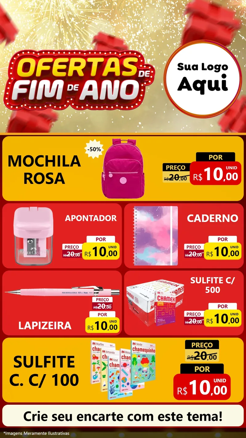 Modelo de TV para TV Vertical com o tema Ofertas de Fim de Ano para Papelaria