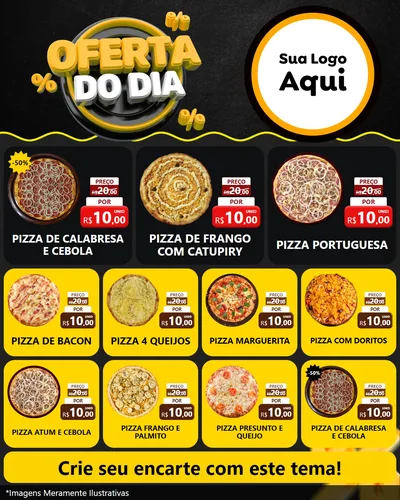 Modelo de Rede Social para Feed Instagram com o tema Oferta Do Dia para Pizzaria