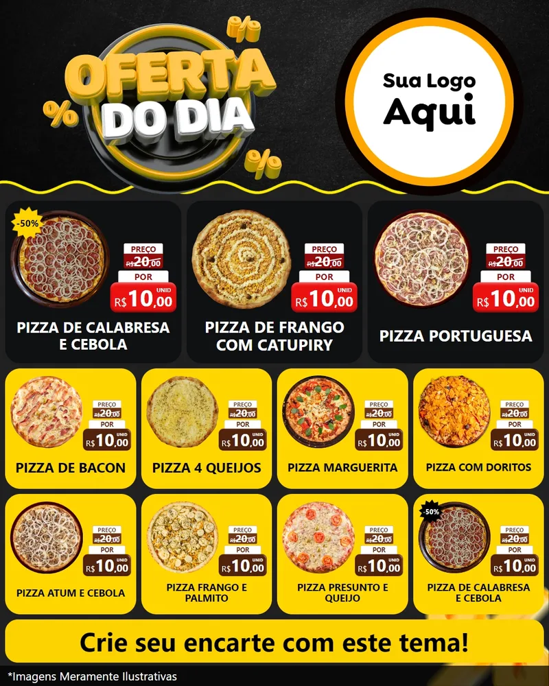 Modelo de Rede Social para Feed Instagram com o tema Oferta Do Dia para Pizzaria