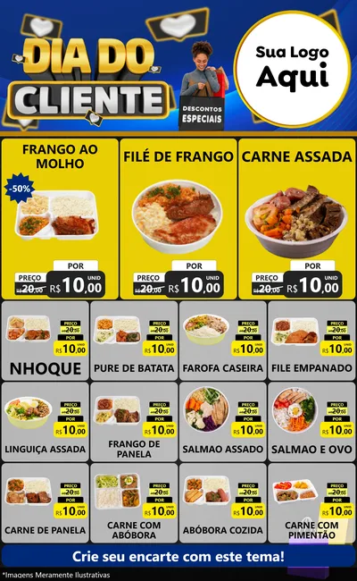 Modelo de Encarte para Encarte Grande com o tema Dia Do Cliente para Restaurante