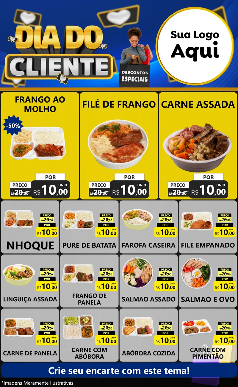Modelo de Encarte para Encarte Grande com o tema Dia Do Cliente para Restaurante