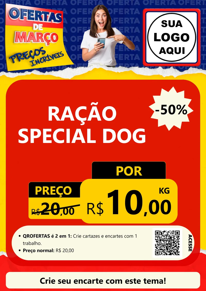 Modelo de Cartaz para Cartaz A4 Vertical com o tema Ofertas de Março - Preços Incríveis para Pet Shop