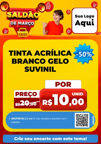 Modelo de Cartaz para Cartaz A4 Vertical com o tema Saldão de Março para Tintas e Ferramentas
