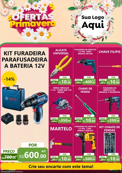 Modelo de Encarte para Encarte A4 Vertical com o tema Ofertas de Primavera para Maquinas e Ferramentas