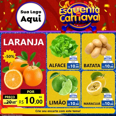Modelo de Rede Social para Feed Facebook com o tema Esquenta de Carnaval para Hortifrúti
