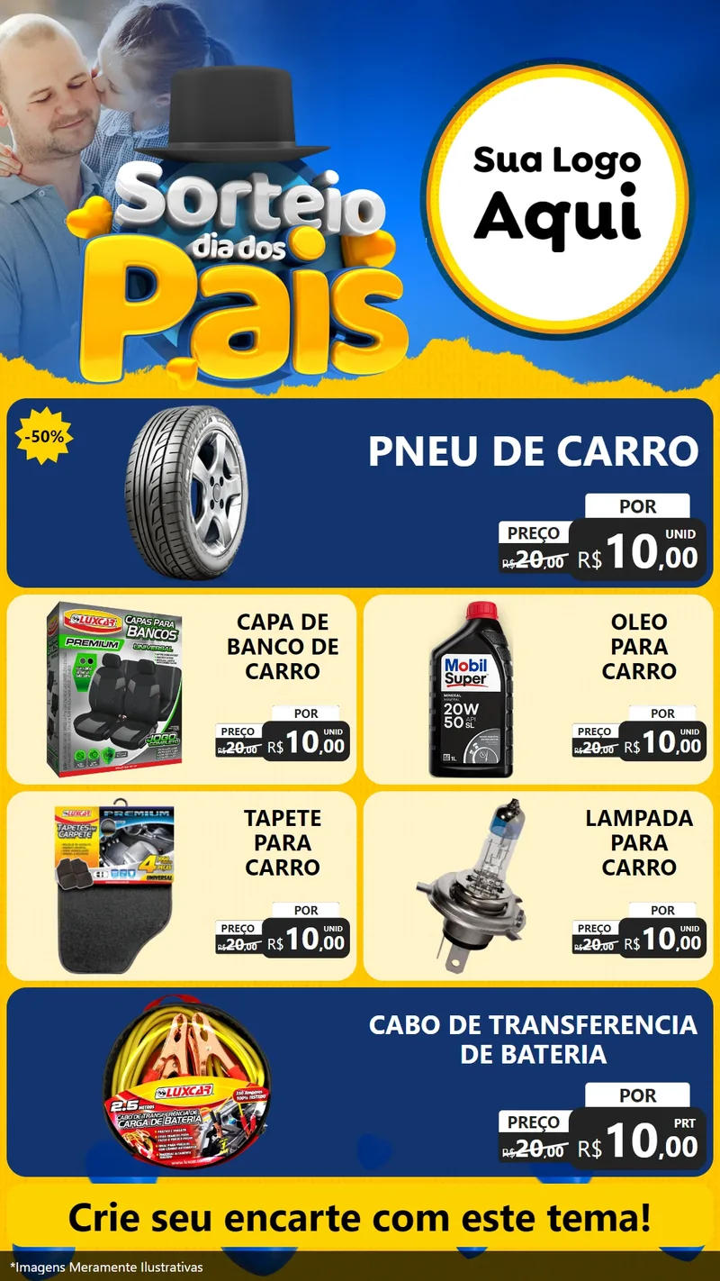 Modelo de TV para TV Vertical com o tema Sorteio Dia Dos Pais para Auto peças