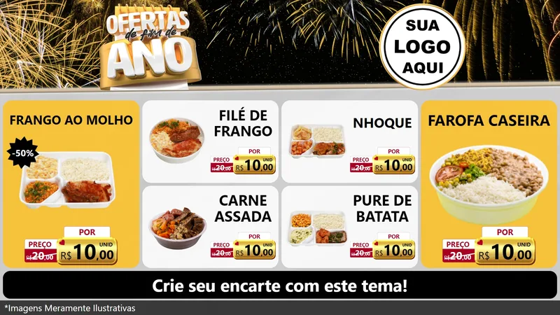 Modelo de TV para TV Horizontal com o tema Ofertas de Fim de Ano para Restaurante