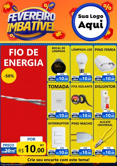 Modelo de Encarte para Encarte A4 Vertical com o tema Fevereiro Imbatível para Materiais Elétricos