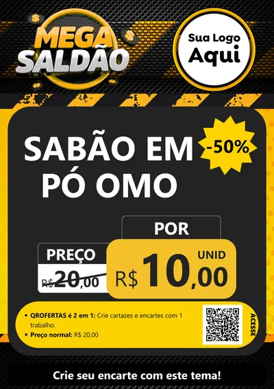 Modelo de Cartaz para Cartaz A4 Vertical com o tema Mega Saldão para Produtos de Limpeza