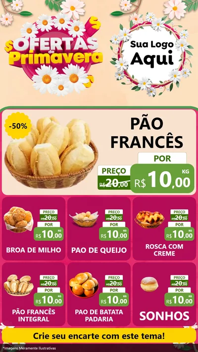 Modelo de Rede Social para Stories com o tema Ofertas de Primavera para Padaria