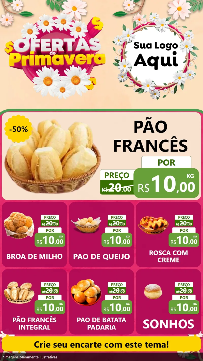Modelo de Rede Social para Stories com o tema Ofertas de Primavera para Padaria