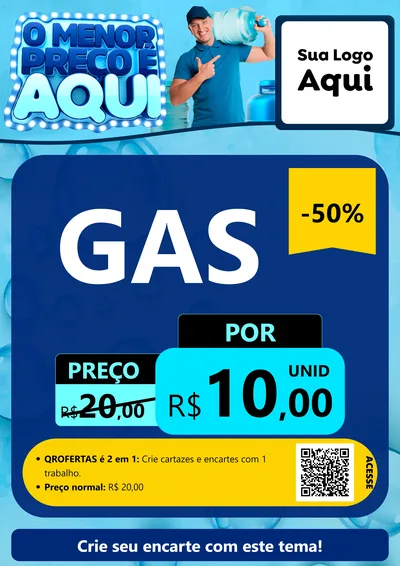 Modelo de Cartaz para Cartaz A4 Vertical com o tema O Menor Preço É Aqui para Água e gás