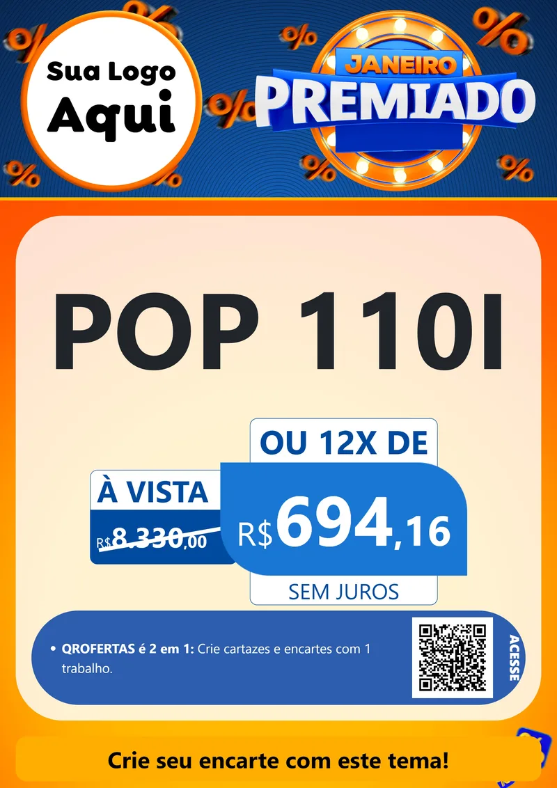 Modelo de Cartaz para Cartaz A4 Vertical com o tema Janeiro Premiado para Concessionaria de Motos