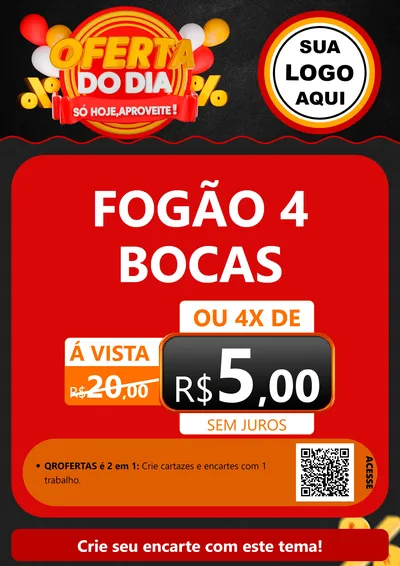 Modelo de Cartaz para Cartaz A4 Vertical com o tema Oferta do Dia - Só hoje, Aproveite! para Móveis e Eletro