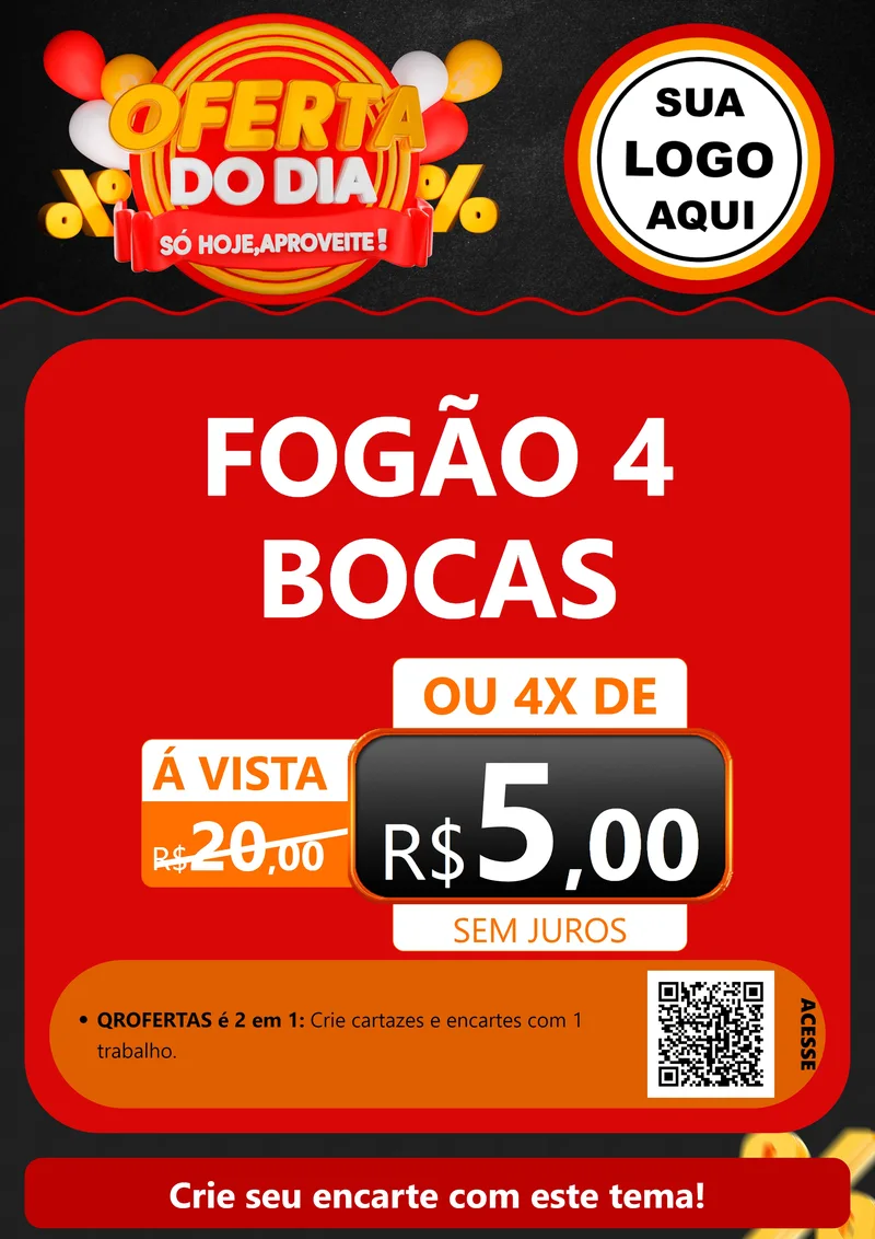 Modelo de Cartaz para Cartaz A4 Vertical com o tema Oferta do Dia - Só hoje, Aproveite! para Móveis e Eletro