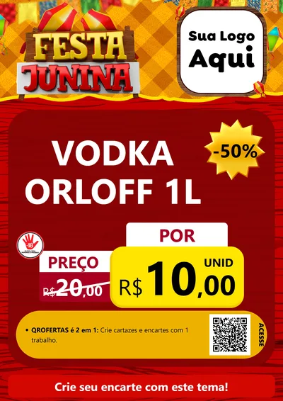 Modelo de Cartaz para Cartaz A4 Vertical com o tema Festa Junina para Distribuidora de bebidas