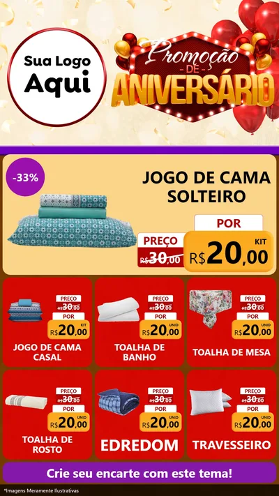 Modelo de Rede Social para Stories com o tema Promoção de Aniversário para Cama, Mesa e Banho