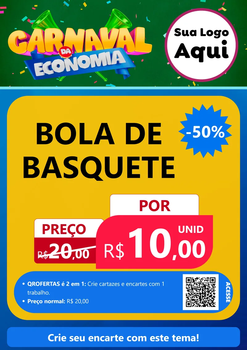 Modelo de Cartaz para Cartaz A4 Vertical com o tema Carnaval da Economia para Artigos Esportivos