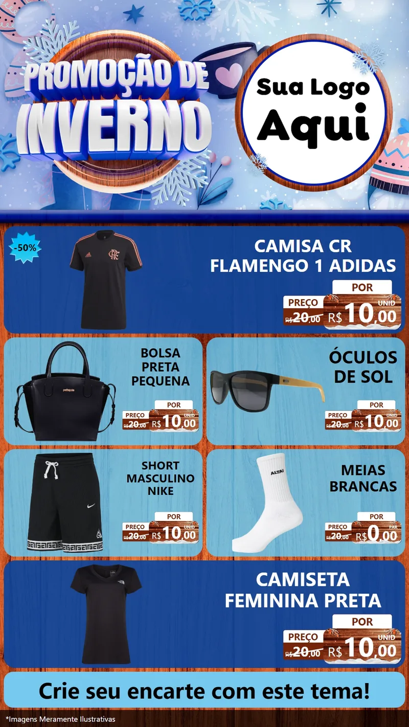 Modelo de TV para TV Vertical com o tema Promoção de Inverno para Roupas e acessórios
