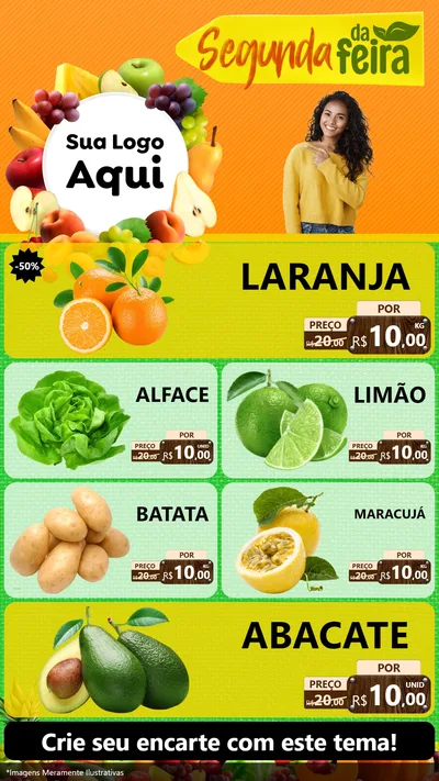 Modelo de TV para TV Vertical com o tema Segunda da Feira para Hortifrúti