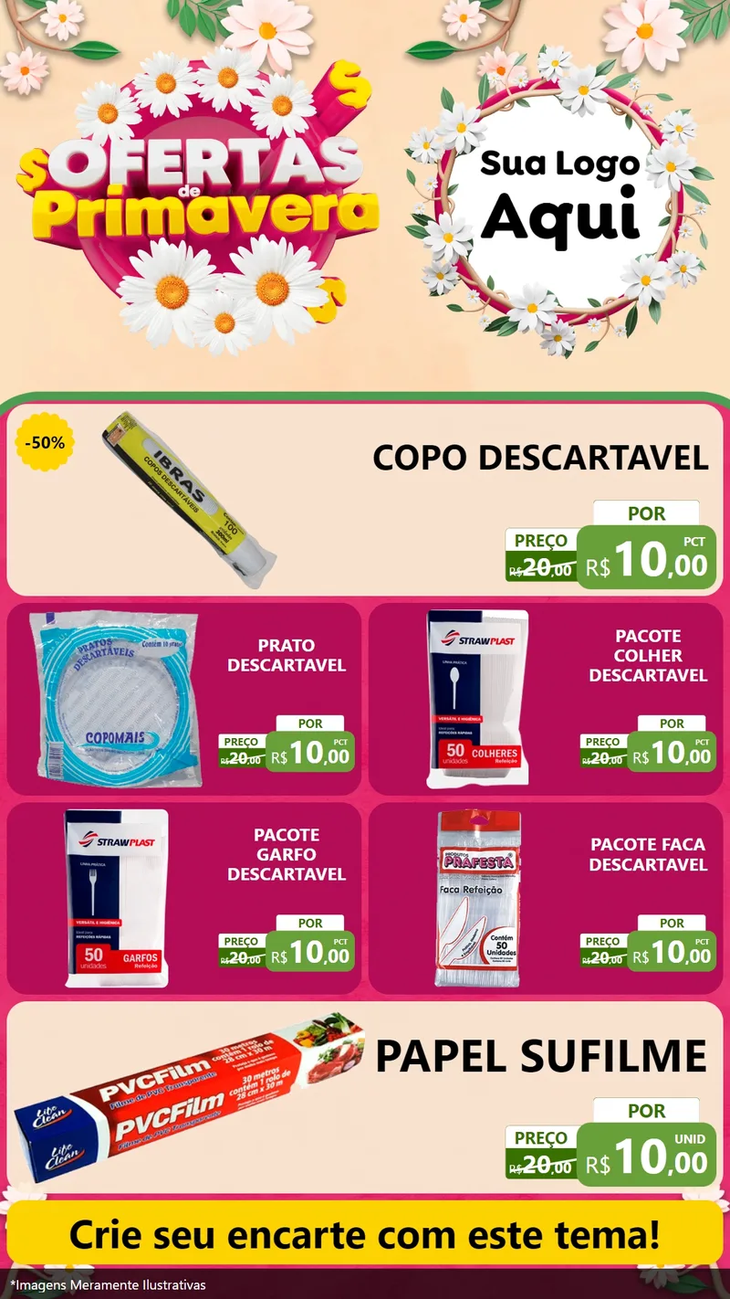 Modelo de TV para TV Vertical com o tema Ofertas de Primavera para Embalagens