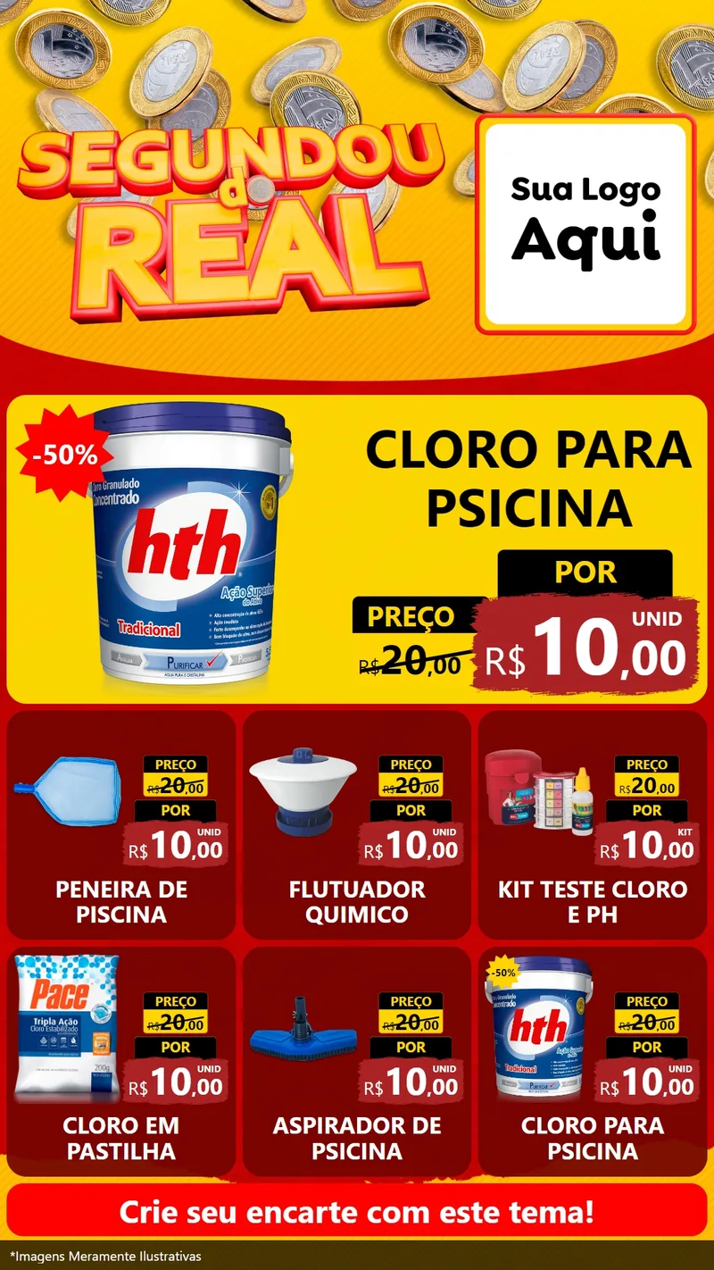 Modelo de Rede Social para Stories com o tema Segundou do Real para Produtos para Piscina