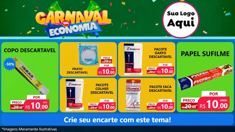 Modelo de TV para TV Horizontal com o tema Carnaval da Economia para Embalagens