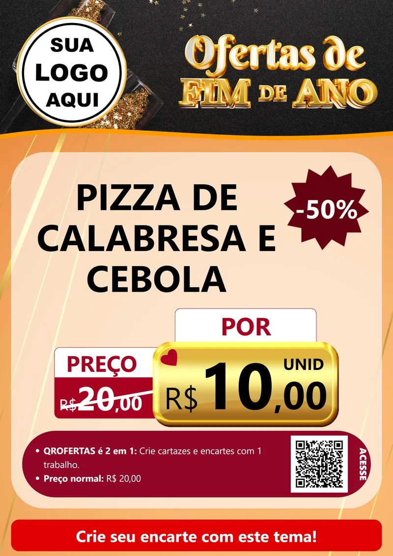 Modelo de Cartaz para Cartaz A4 Vertical com o tema Ofertas de Fim de Ano para Pizzaria