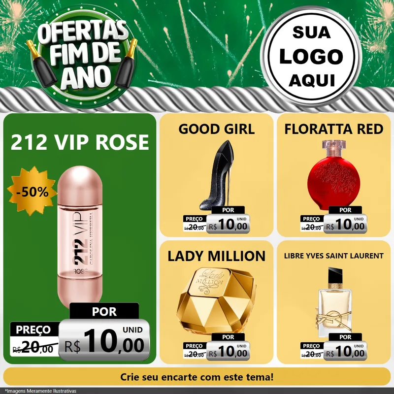 Modelo de Rede Social para Feed Facebook com o tema Ofertas Fim de Ano para Perfumes