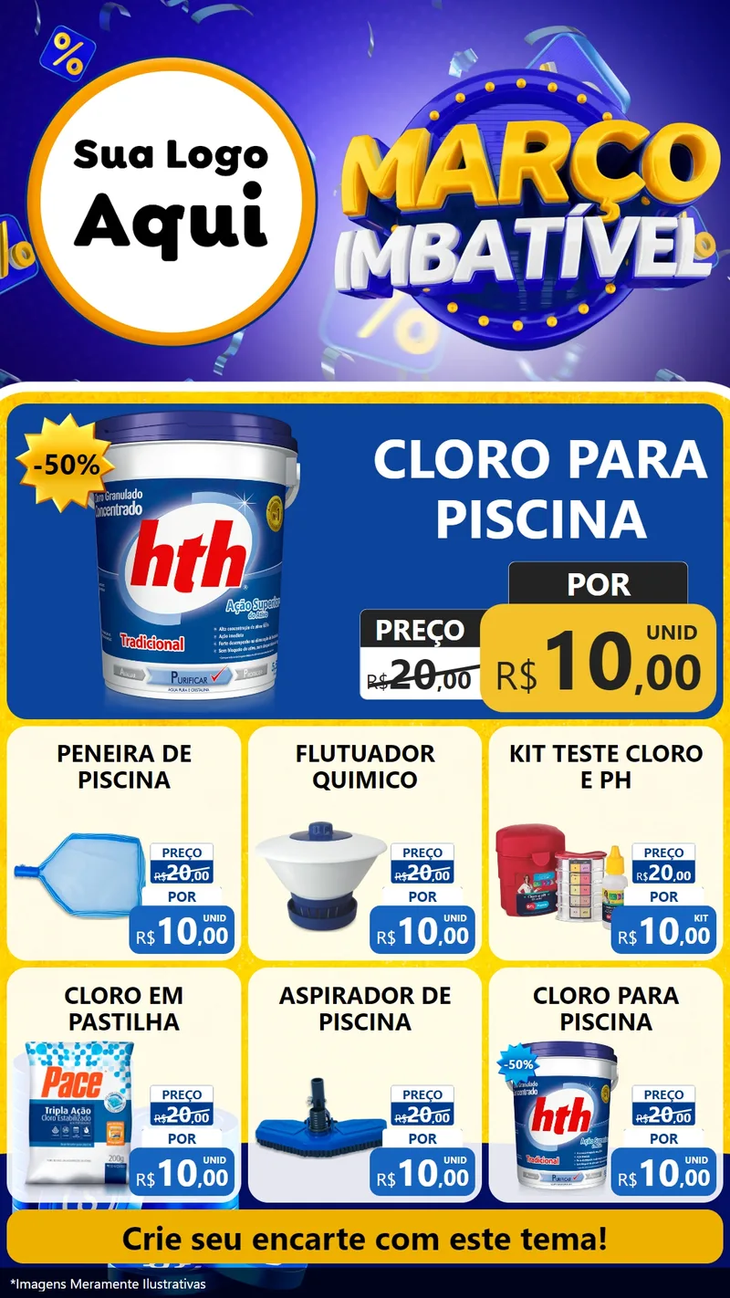 Modelo de Rede Social para Stories com o tema Março Imbatível para Produtos para Piscina