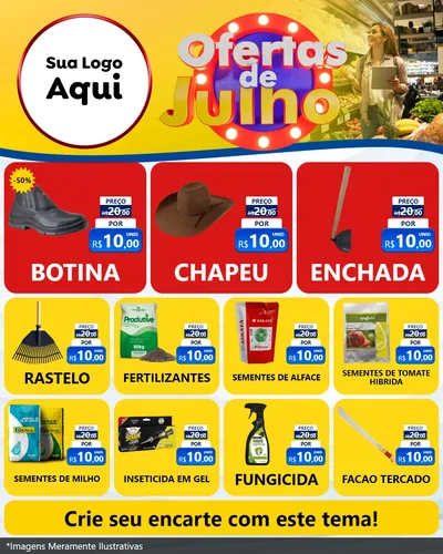 Modelo de Rede Social para Feed Instagram com o tema Ofertas de Julho para Agropecuária