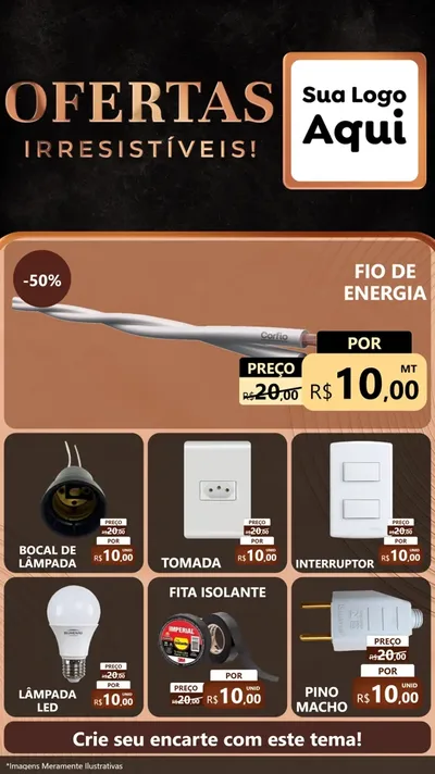 Modelo de Rede Social para Stories com o tema Ofertas Irresistíveis! para Materiais Elétricos