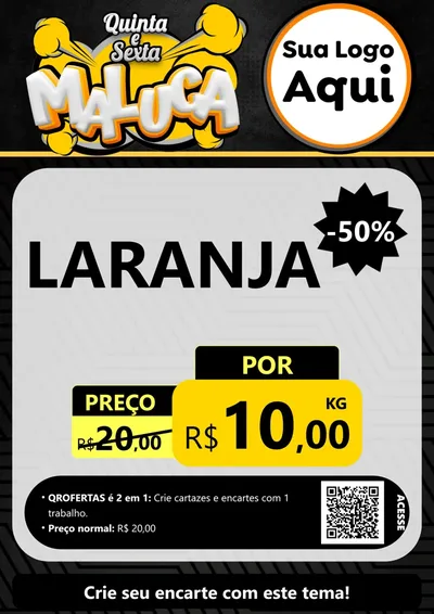 Modelo de Cartaz para Cartaz A4 Vertical com o tema Quinta e Sexta Maluca para Hortifrúti