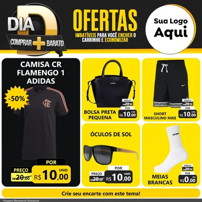 Modelo de Rede Social para Feed Facebook com o tema Dia D Mais Economia para Roupas e acessórios
