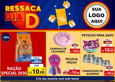 Modelo de Encarte para Encarte A4 Horizontal com o tema Ressaca Dia D para Pet Shop