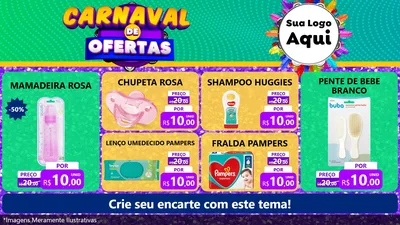 Modelo de TV para TV Horizontal com o tema Carnaval de Ofertas para Bebês