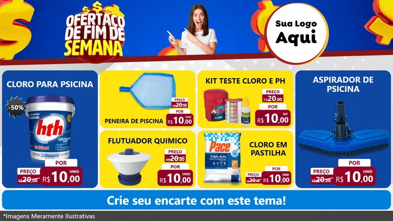 Modelo de TV para TV Horizontal com o tema Ofertaço de Fim de Semana para Produtos para Piscina