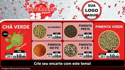 Modelo de TV para TV Horizontal com o tema Promoção de Aniversário - 25Anos para Produtos Naturais