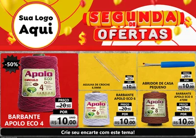 Modelo de Encarte para Encarte A4 Horizontal com o tema Segunda de Ofertas para Armarinho e Aviamentos
