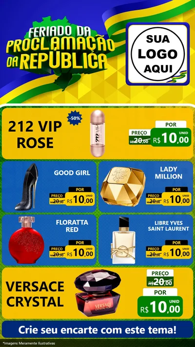 Modelo de TV para TV Vertical com o tema Feriado da Proclamação da República para Perfumes