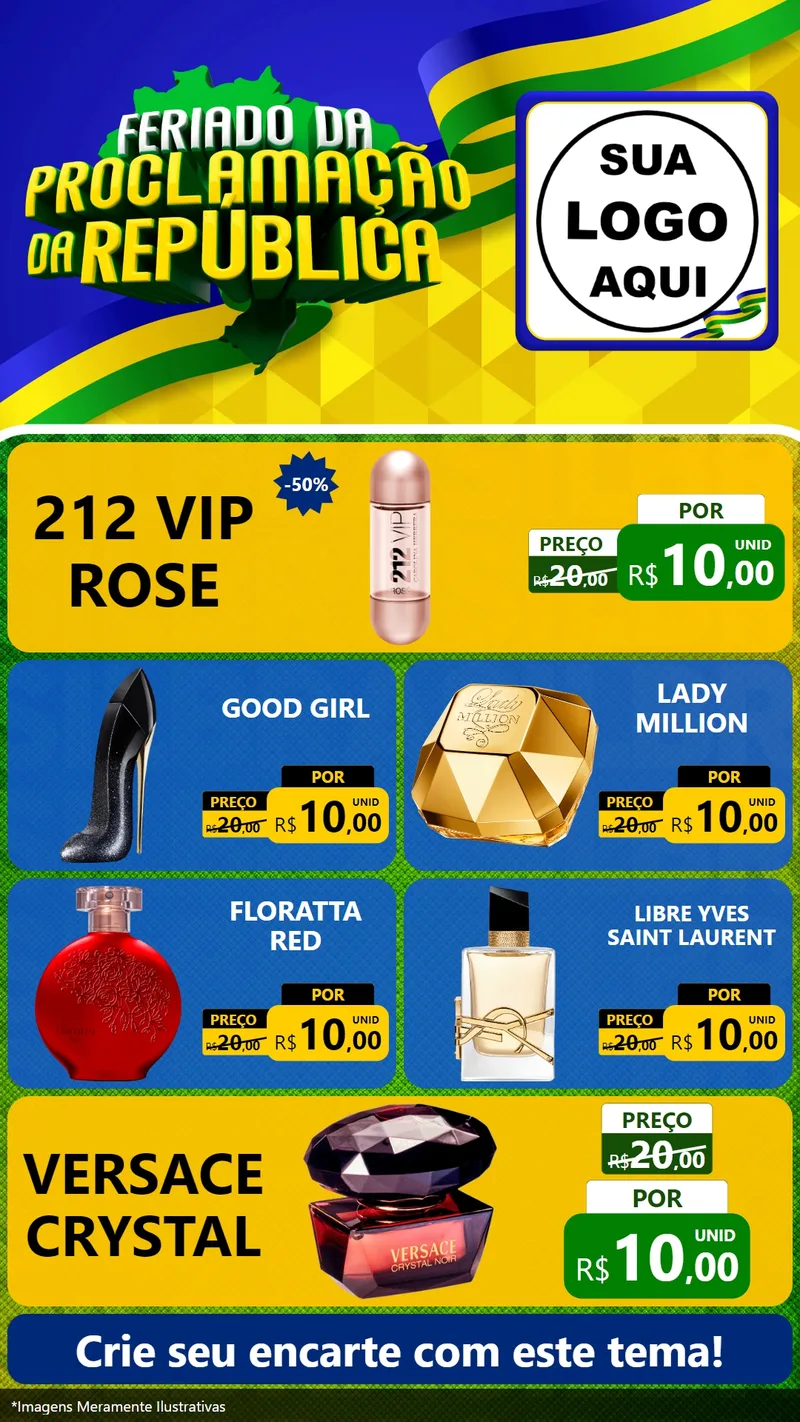 Modelo de TV para TV Vertical com o tema Feriado da Proclamação da República para Perfumes