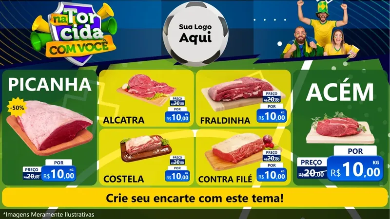 Modelo de TV para TV Horizontal com o tema Na Torcida Com Você - Copa para Açougue