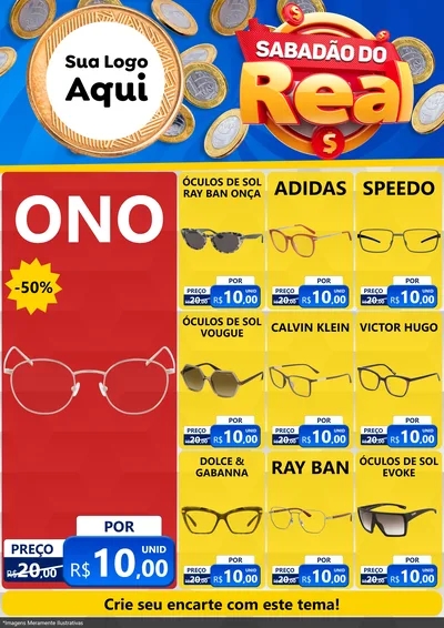Modelo de Encarte para Encarte A4 Vertical com o tema Sabadão do Real para Óticas