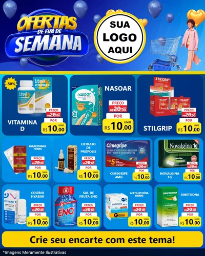 Modelo de Rede Social para Feed Instagram com o tema Ofertas de Fim de Semana para Farmácia