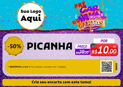 Modelo de Cartaz para Cartaz A4 Horizontal com o tema Pré Carnaval de Ofertas para Açougue