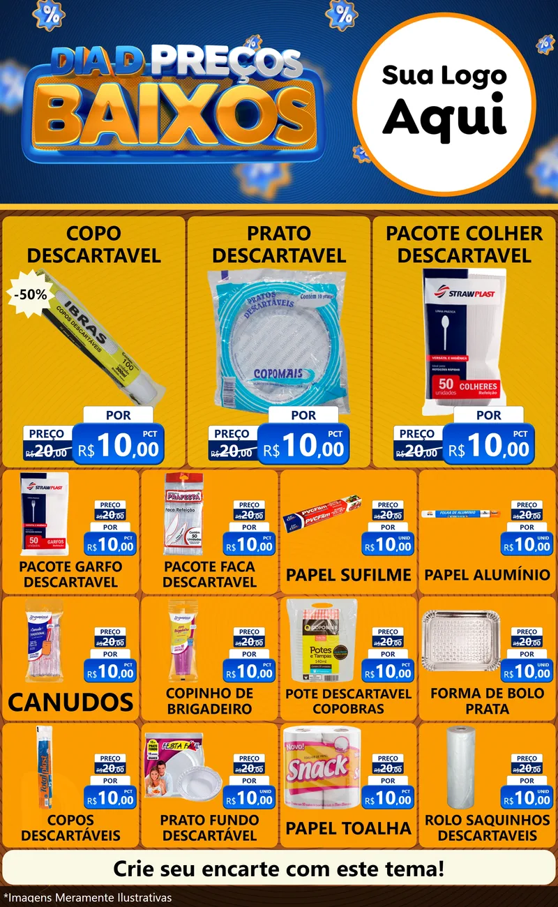 Modelo de Encarte para Encarte Grande com o tema Dia D Preço Baixo para Embalagens