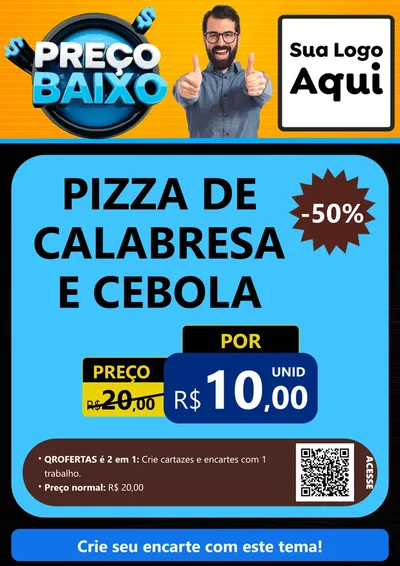 Modelo de Cartaz para Cartaz A4 Vertical com o tema Preço Baixo para Pizzaria