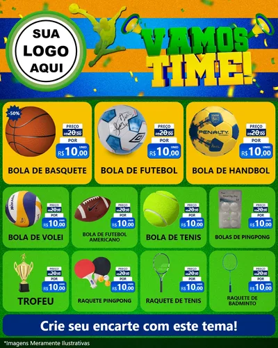 Modelo de Rede Social para Feed Instagram com o tema Vamos Time! para Artigos Esportivos