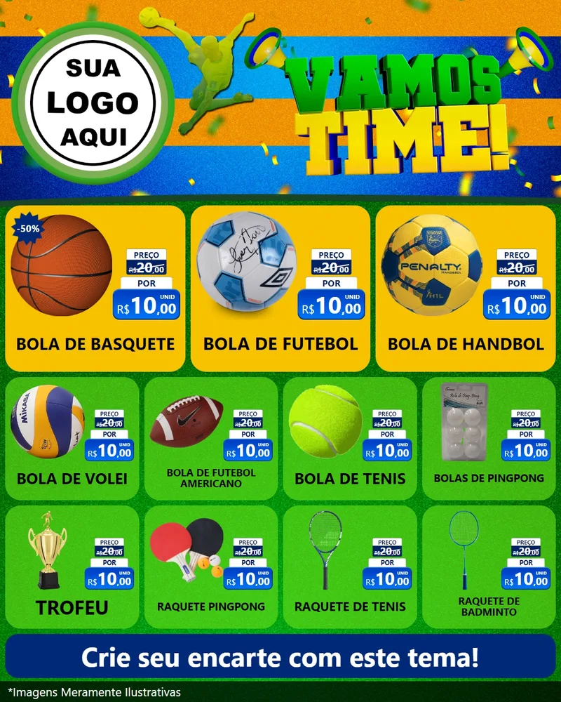 Modelo de Rede Social para Feed Instagram com o tema Vamos Time! para Artigos Esportivos