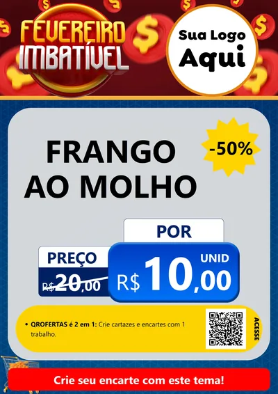 Modelo de Cartaz para Cartaz A4 Vertical com o tema Fevereiro Imbatível para Restaurante